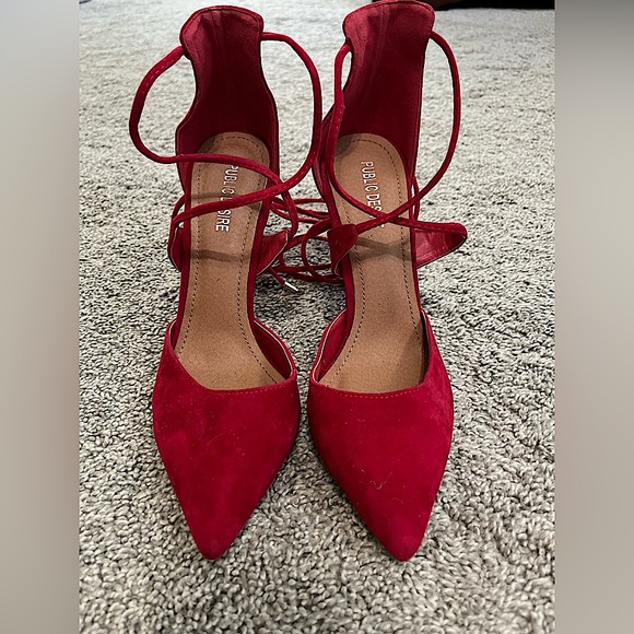 NWOT Public Desire Women’s Tie Leg Design Point Toe Stiletto Heeled Pumps 👠 - Picture 2 of 4